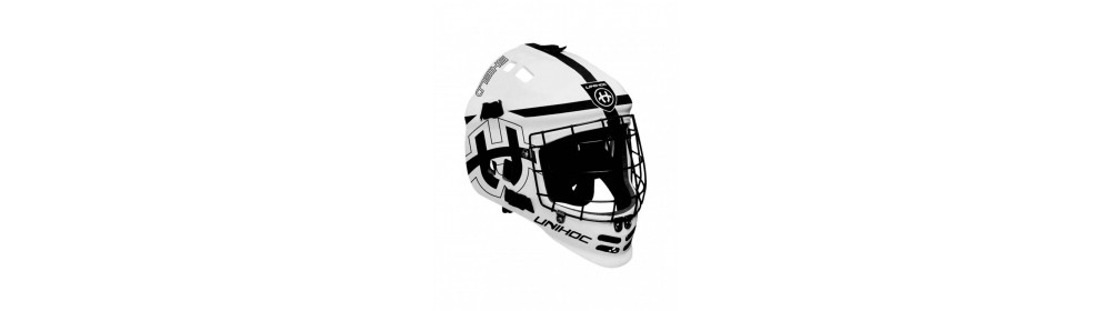 (арт. 12550) Шлем вратарский флорбольный Unihoc Shield бело-чёрный (IFF)
