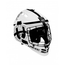 (арт. 12550) Шлем вратарский флорбольный Unihoc Shield бело-чёрный (IFF)