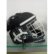 (арт. 125551) Шлем вратарский флорбольный Unihoc Shield чёрно -белый (IFF)