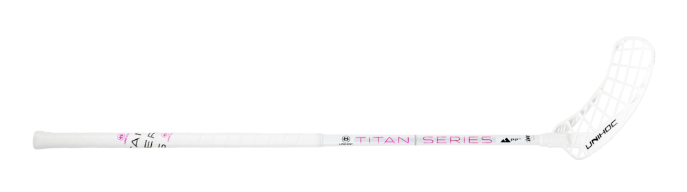 (арт. 23713) Клюшка для флорбола Unihoc EPIC TITAN SUPERSKIN PRO 29mm white/cerise 96cm, Левая